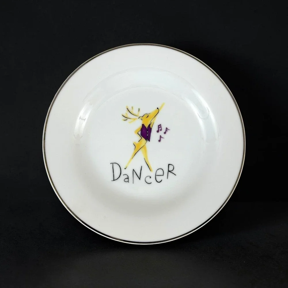 Pottery Barn Reindeer Salad Plates Set 4 8.5